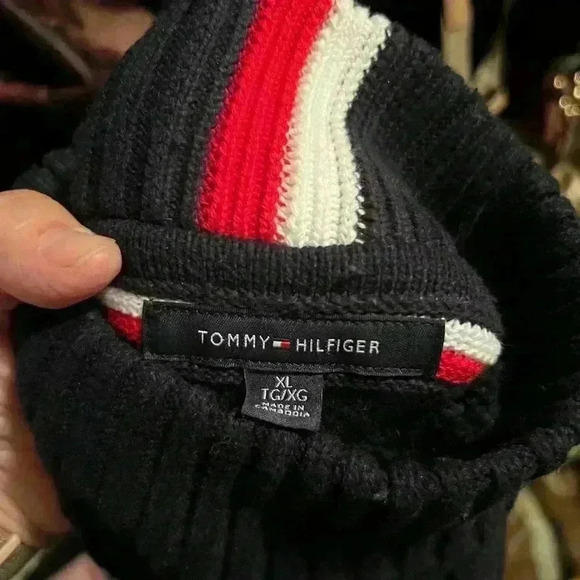 Tommy Hilfiger Half Turtleneck Cable Knit Sweater Navy Mens Sz XL - Picture 5 of 5